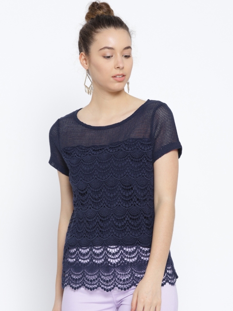 

OVS Women Navy Blue Lace Top