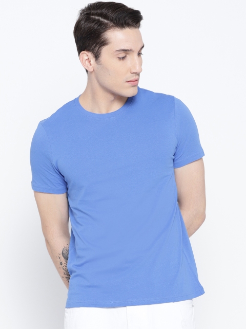 

OVS Men Blue Solid Round Neck T-shirt