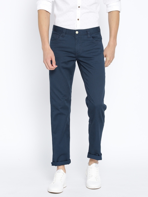 

OVS Men Navy Blue Relaxed Fit Printed Trousers