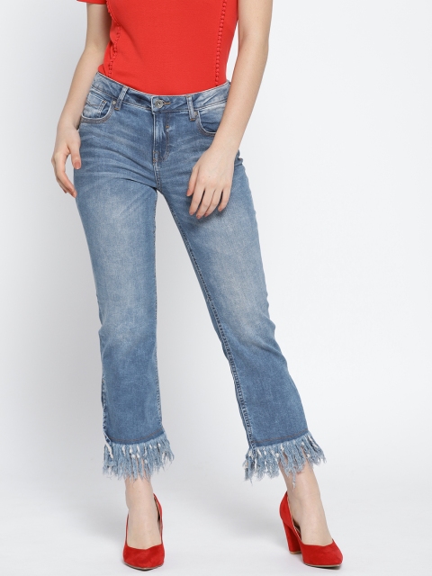 

OVS Women Blue Skinny Fit Mid-Rise Clean Look Fringed Stretchable Jeans