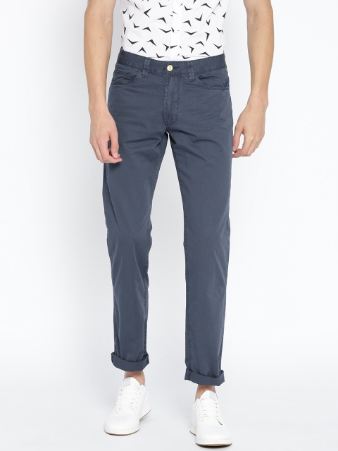 

OVS Men Navy Blue Relaxed Fit Solid Trousers