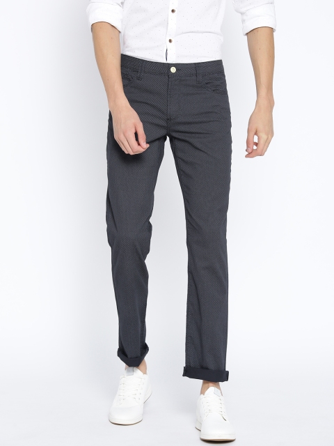 

OVS Men Navy Blue Regular Fit Printed Regular Trousers