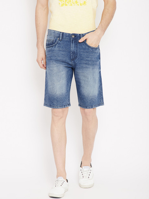 

OVS Men Blue Solid Straight Fit Denim Shorts