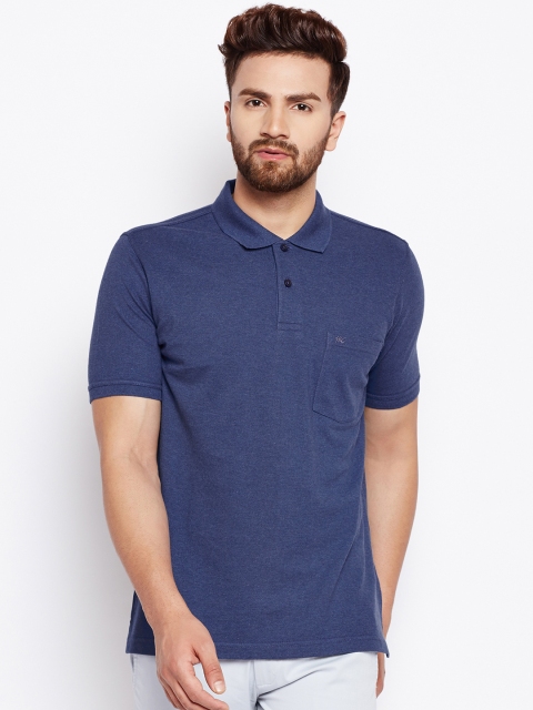 

Monte Carlo Men Navy Blue Solid Polo Collar T-shirt