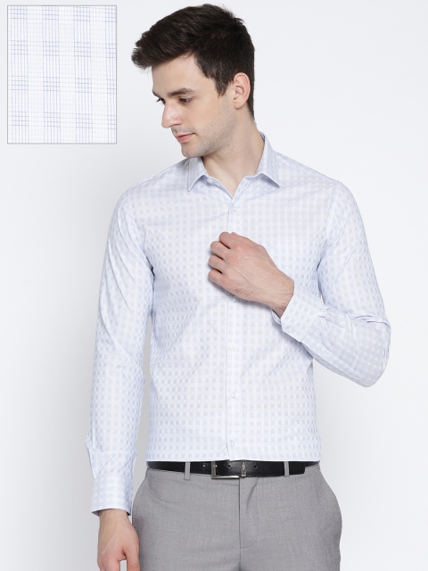 

Monte Carlo Men Off-White & Blue Regular Fit Checked Formal Shirt