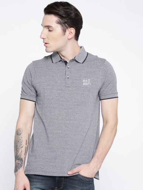 

Monte Carlo Men Navy Blue Self Design Polo Collar T-shirt