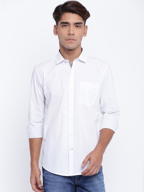 

Monte Carlo Men White Slim Fit Printed Casual Shirt