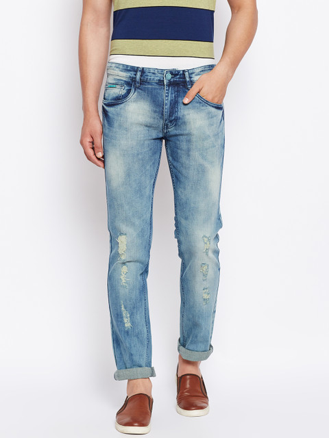 

Monte Carlo Men Blue Narrow Skinny Fit Mid-Rise Low Distress Stretchable Jeans