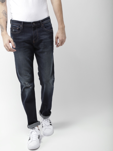 

Aeropostale Men Navy Blue Slim Fit Low-Rise Low Distress Stretchable Jeans