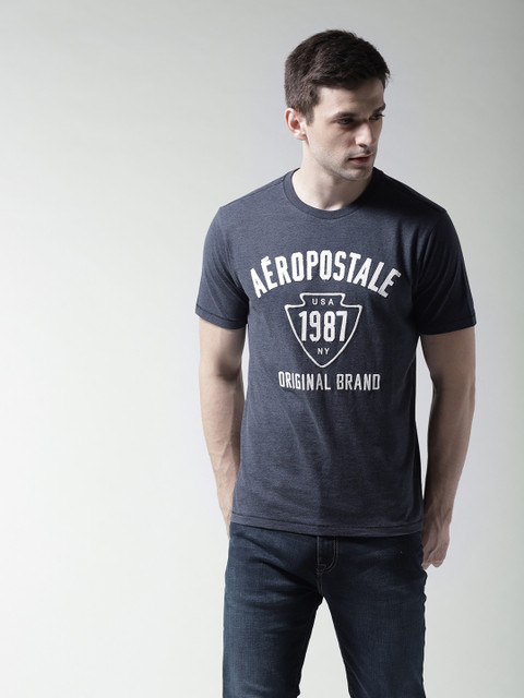 

Aeropostale Men Navy Blue Printed Round Neck T-shirt