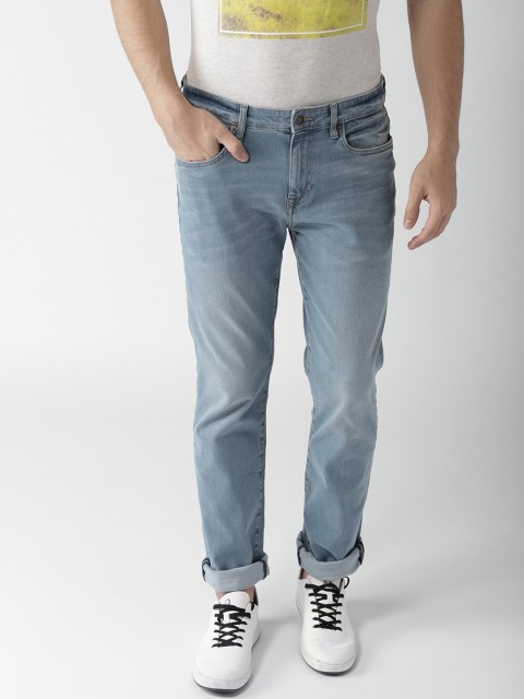 

Aeropostale Men Blue Slim Straight Fit Mid-Rise Clean Look Stretchable Jeans