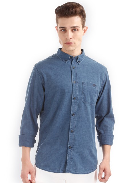 

Aeropostale Men Blue Regular Fit Solid Casual Shirt