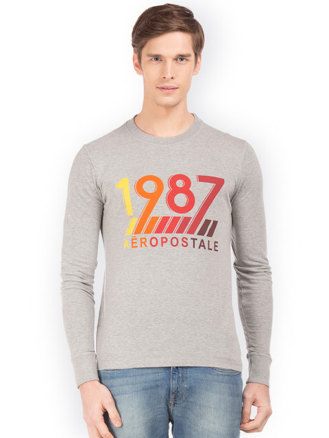 

Aeropostale Men Grey Printed Round Neck T-shirt