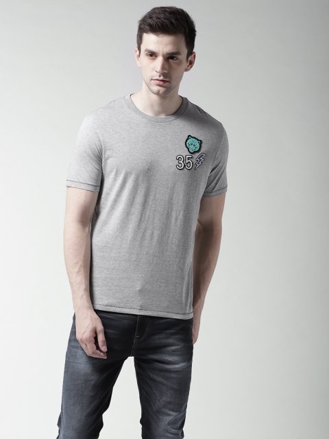 

Aeropostale Men Grey Melange Solid Round Neck T-shirt