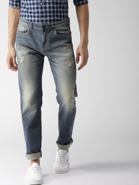 

Aeropostale Men Blue Slim Straight Fit Mid-Rise Low Distress Stretchable Jeans