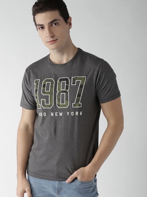 

Aeropostale Men Charcoal Grey Printed Round Neck T-shirt