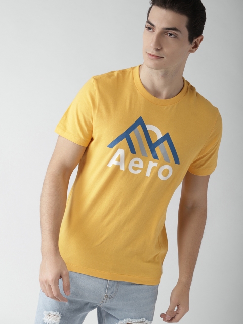 

Aeropostale Men Yellow Printed Round Neck T-shirt
