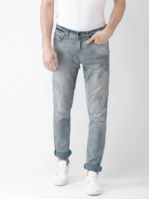 

Aeropostale Men Blue Super Skinny Fit Mid-Rise Low Distress Stretchable Jeans