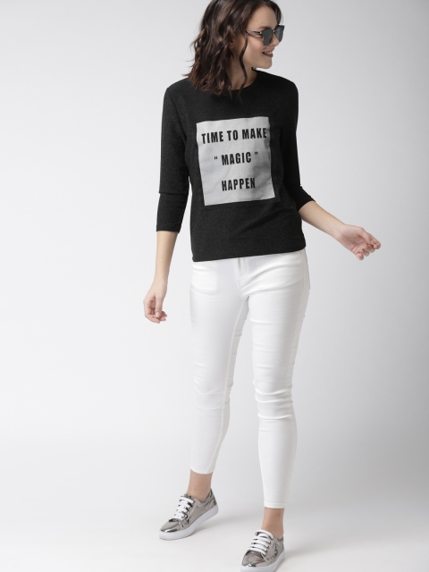 

Mast & Harbour Women Black Self Design Top