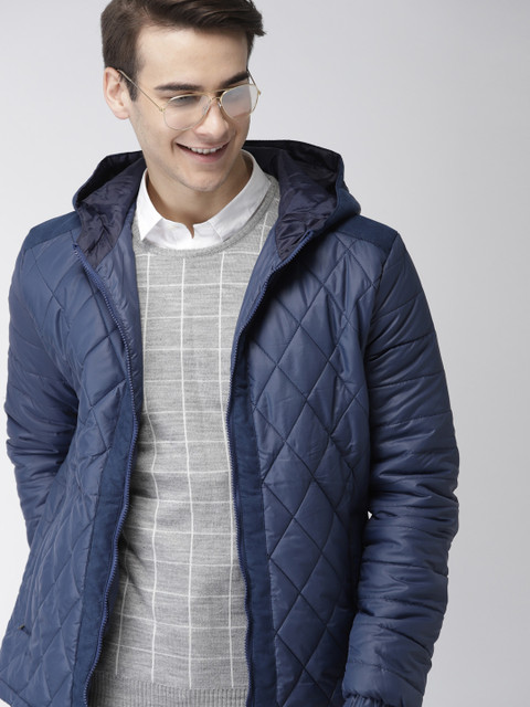 

Mast & Harbour Men Blue Solid Quilted Jacket