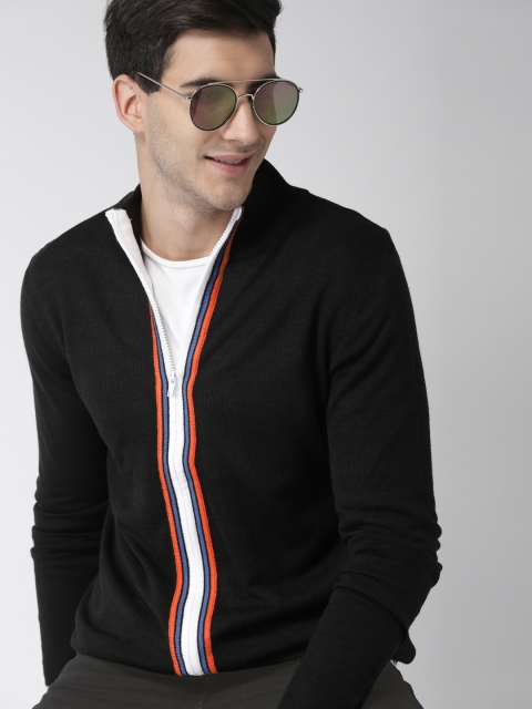 

Mast & Harbour Men Black Solid Cardigan Sweater