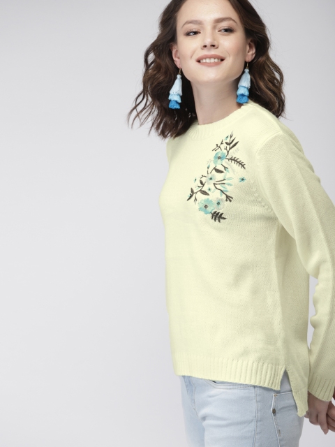 

Mast & Harbour Women Off-White Embroidered Pullover