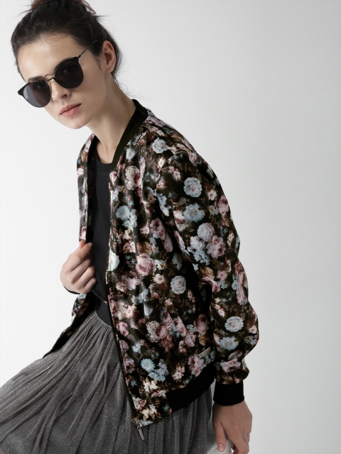 

Mast & Harbour Women Black Printed Bomber