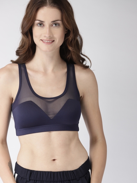 

Mast & Harbour Navy Blue Solid Non-Wired Lightly Padded Sports Bra