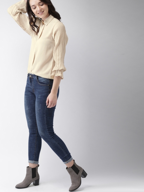 

Mast & Harbour Women Beige Solid Shirt Style Top