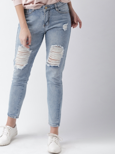 

Mast & Harbour Women Blue Slim Fit Mid-Rise Highly Distressed Jeans