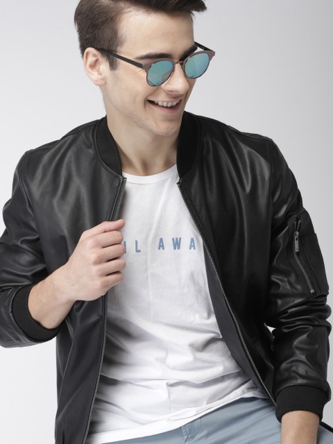 

Mast & Harbour Men Black Solid Bomber