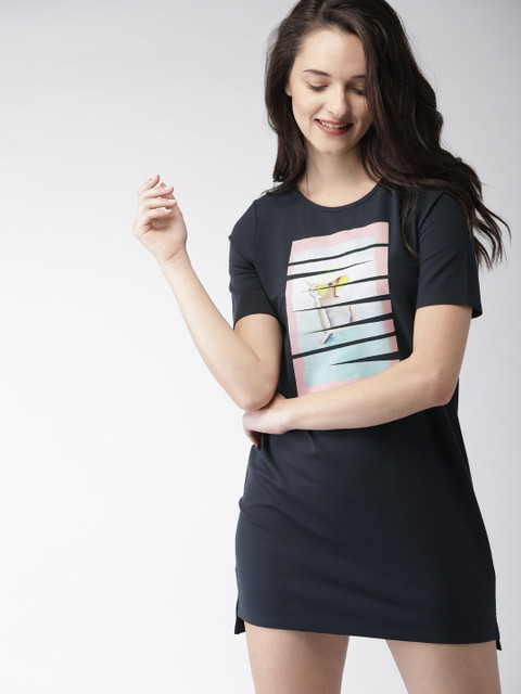 

Mast & Harbour Women Navy Blue Printed T-shirt Dress
