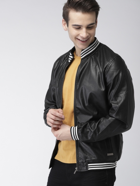 

Mast & Harbour Men Black Self Design Bomber