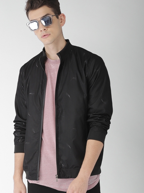 

Mast & Harbour Men Black Printed Bomber