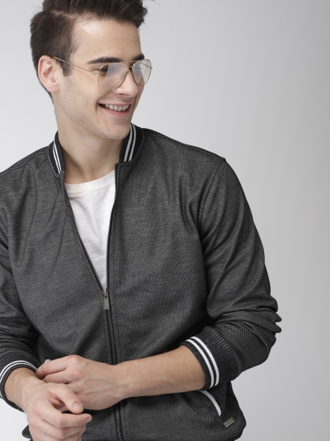 

Mast & Harbour Men Black Self Design Bomber
