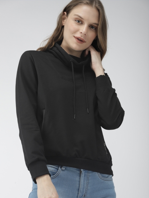 

Mast & Harbour Women Black Solid Sweatshirt