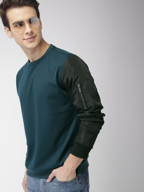 

Mast & Harbour Men Teal Green Solid Sweatshirt