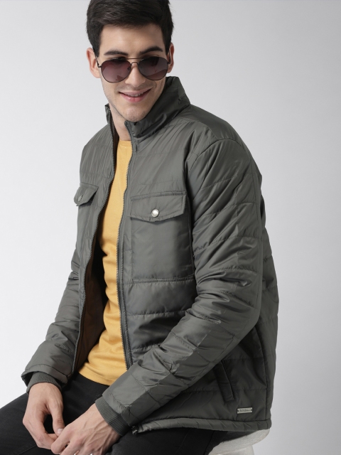 

Mast & Harbour Men Grey Solid Puffer Jacket