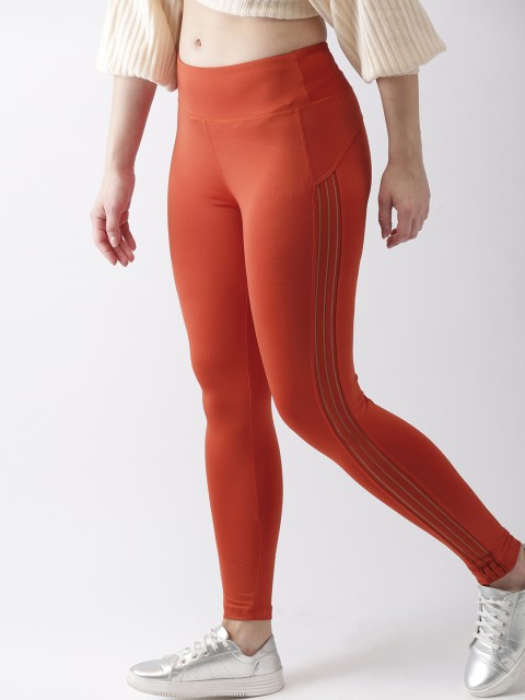 

Mast & Harbour Women Orange Solid Tights