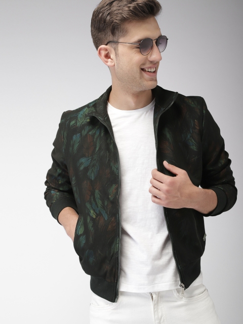 

Mast & Harbour Men Black Printed Bomber Jacket