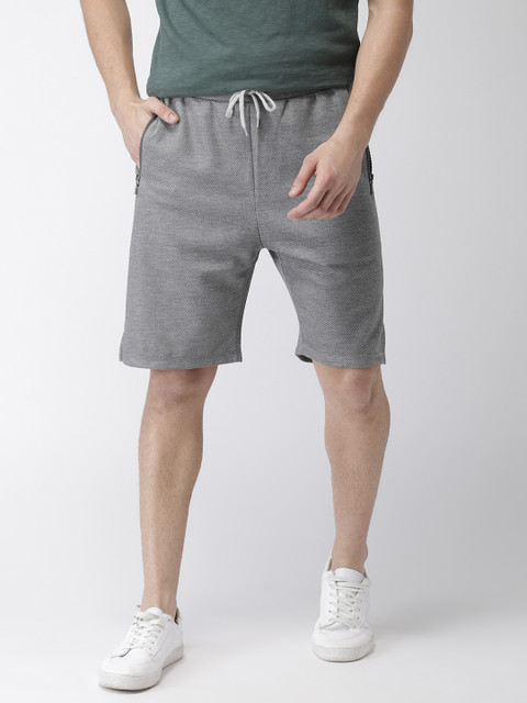 

Mast & Harbour Men Grey Self Design Slim Fit Regular Shorts
