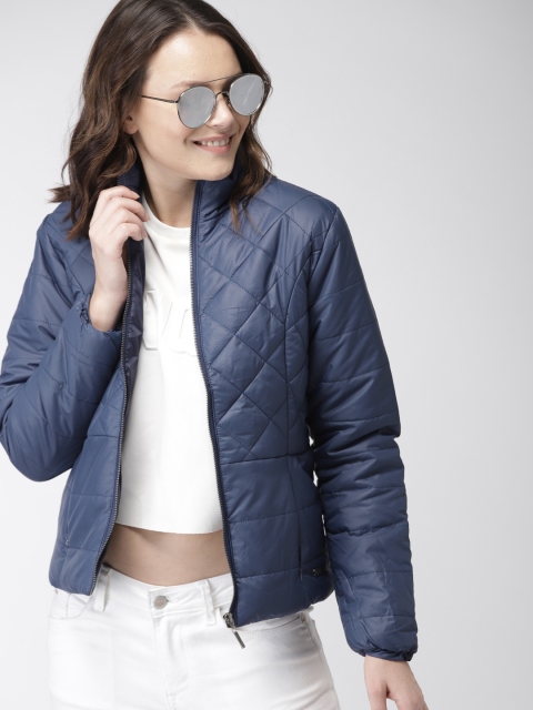 

Mast & Harbour Women Blue Solid Padded Jacket