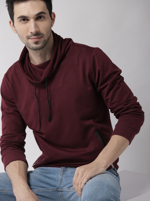 

Mast & Harbour Men Burgundy Solid Sweatshirt