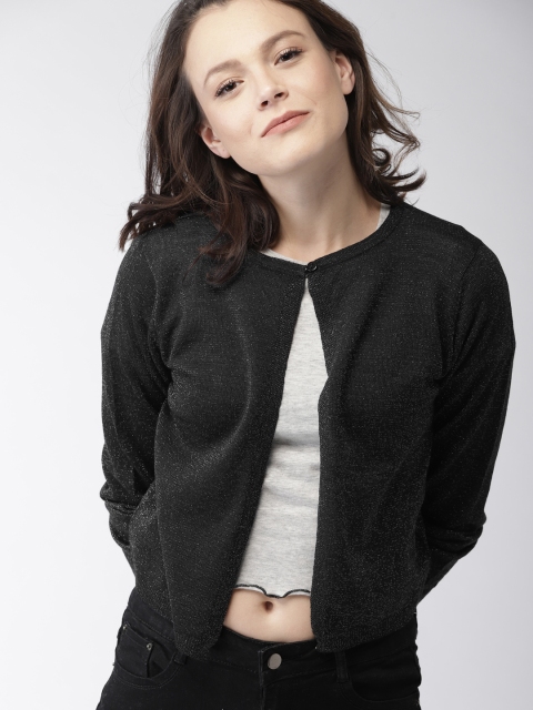 

Mast & Harbour Black Solid Button Shrug