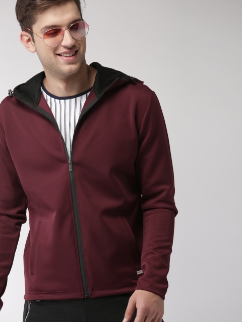 

Mast & Harbour Men Maroon Solid Tailored Jacket