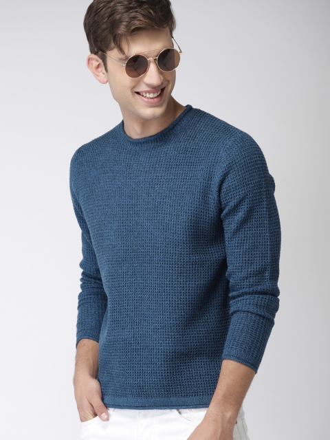 

Mast & Harbour Men Blue Solid Pullover