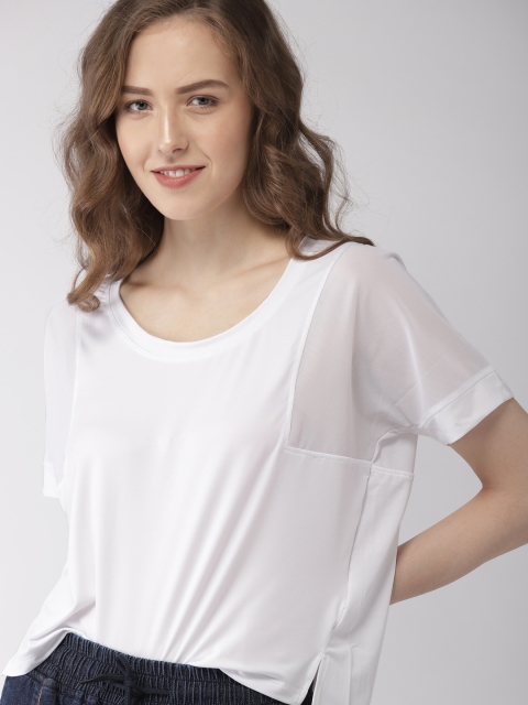 

Mast & Harbour Women White Solid High-Low Boxy Top