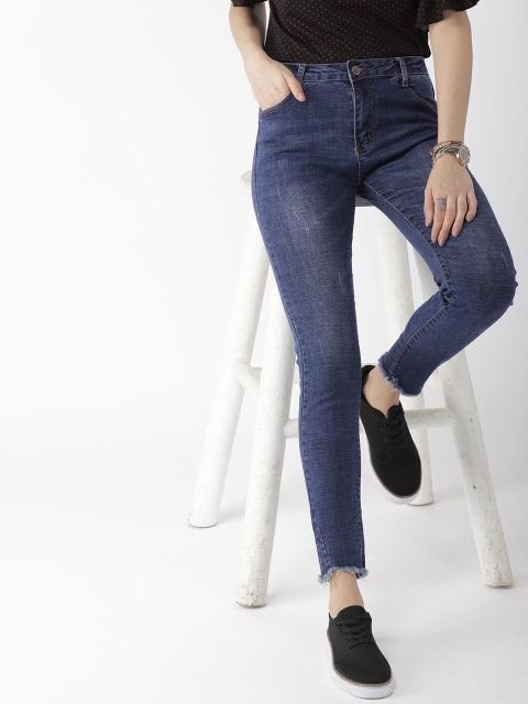 

Mast & Harbour Women Blue Skinny Fit Mid-Rise Low Distress Stretchable Jeans
