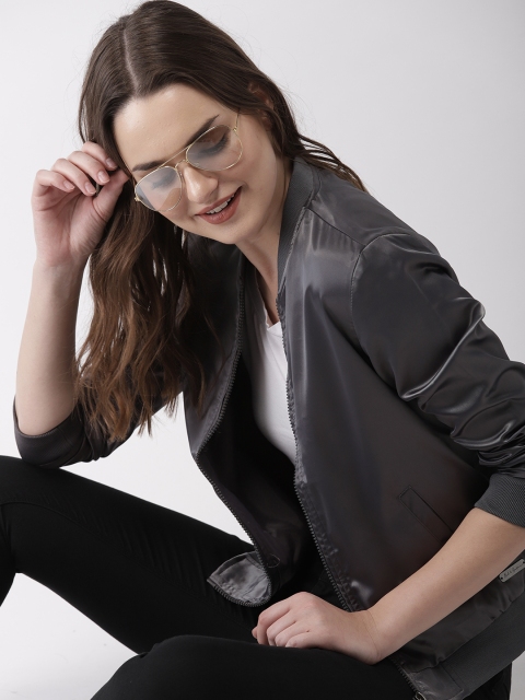 

Mast & Harbour Women Grey Lightweight Bomber