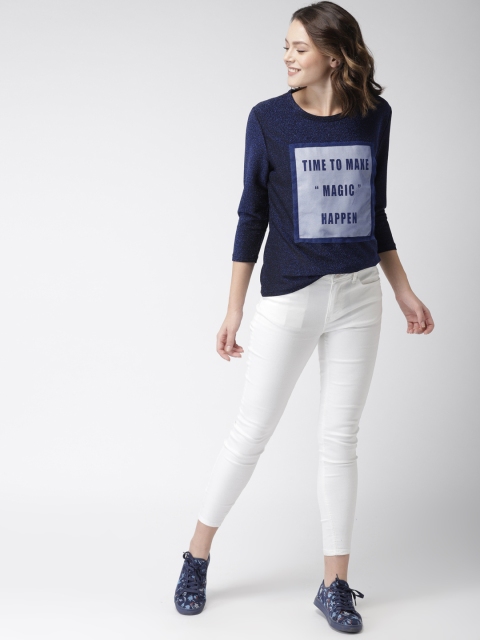

Mast & Harbour Women Blue Printed Shimmer Top